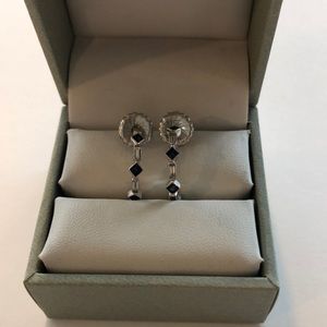 Diamond and sapphire 18k white gold hoop earrings